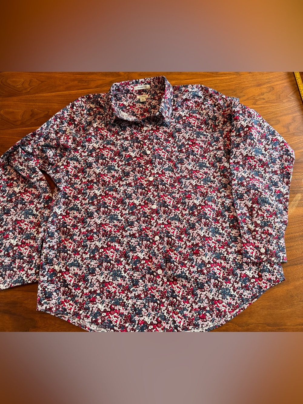 LL Bean Ditsy Floral Wrinkle Free Cotton Shirt Like New Size XL Cottagecore